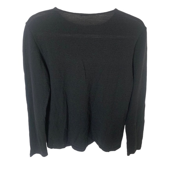 Crea Concept Black Minimalist Capsule Wardrobe Black Wool Blend Medium Top - Picture 2 of 4